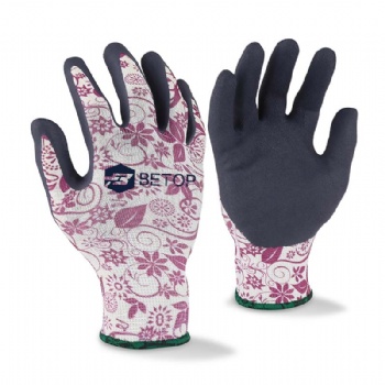 13G Knit Shell Women's Gardening Gloves with Flower Printing