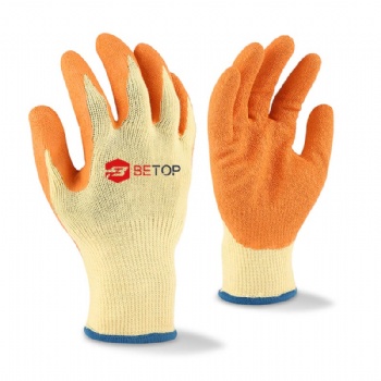 10G 5 Threads Polycotton Crinkle Latex Palm Gloves