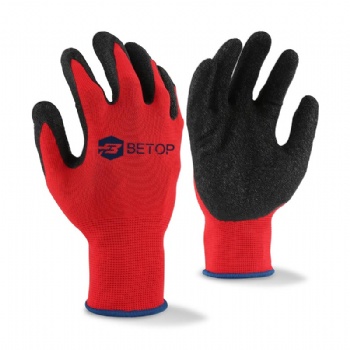 13G Polyester Work Gloves with Crinkle Latex Palm