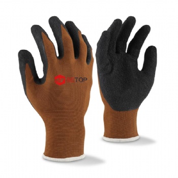 15G Crinkle Latex Coated Nylon Safety Work Gloves