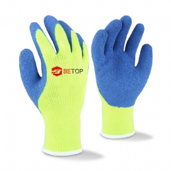 Hi-vis Yellow Brushed Terry Acrylic Thermal Gloves for Winter