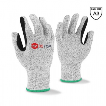 Cut 5 HPPE Cut Resistant Gloves with Leather Thumb Crotch