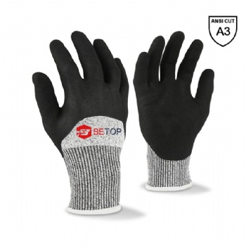 A3 Cut Level Oil Resistant Gloves with Sandy Nitrile 3/4 Coating