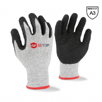 Cut Level 5 Crinkle Latex Coated HPPE Cut Resistant Gloves