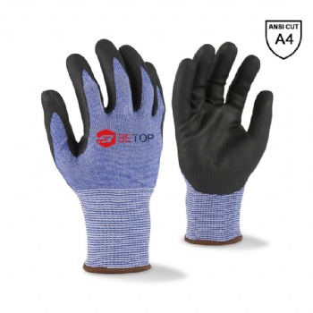 Cut Level A4 /D HPPE Liner Microfoam Nitrile Coated Gloves