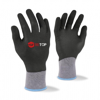 Touchscreen Nylon Sandy Nitrile Full Coated Gloves