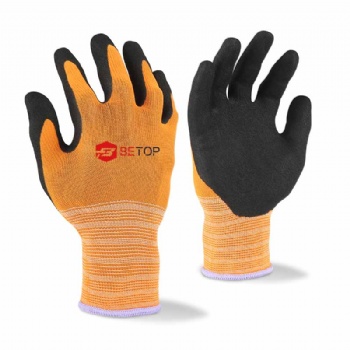 Orange Nylon Sandy Nitrile Work Gloves