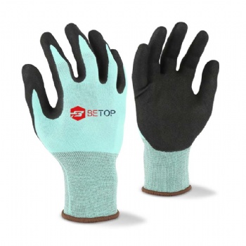 13G Blue Nylon Sandy Nitrile Gloves