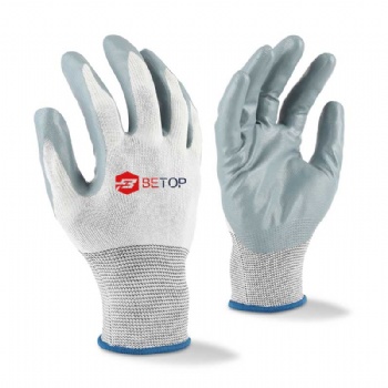 White Nylon Smooth Nitrile Coated Gloves